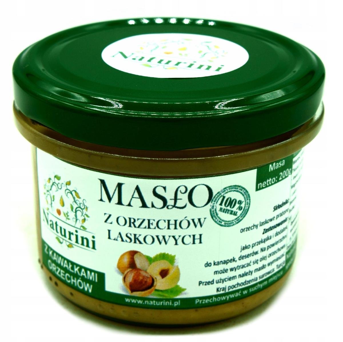 MASŁO Pasta z orzechów laskowych 200g 100% CRUNCHY