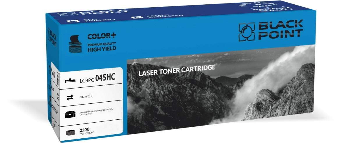 Black Point CRG-045HC CYAN toner zamiennik do Canon i-SENSYS: LBP611Cn, LBP613Cdw, MF631Cn, MF633Cdw, MF635Cx LCBPC045HC