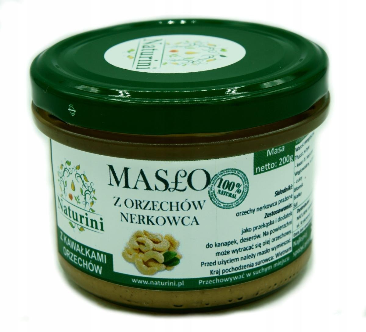 Masło pasta z nerkowców 100% crunchy NATURINI 200 g