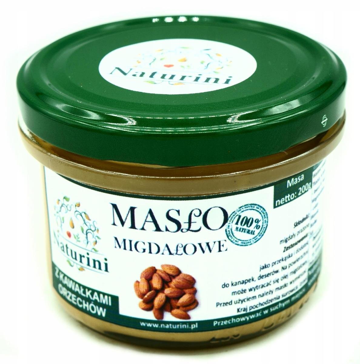 Masło pasta z migdałów 100% crunchy NATURINI 200 g