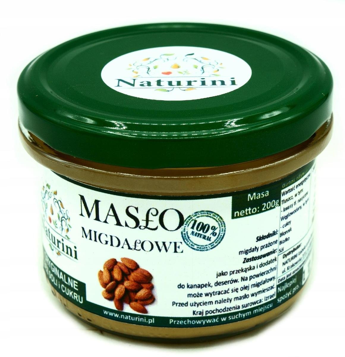 Masło pasta z migdałów 100% gładkie NATURINI 200 g