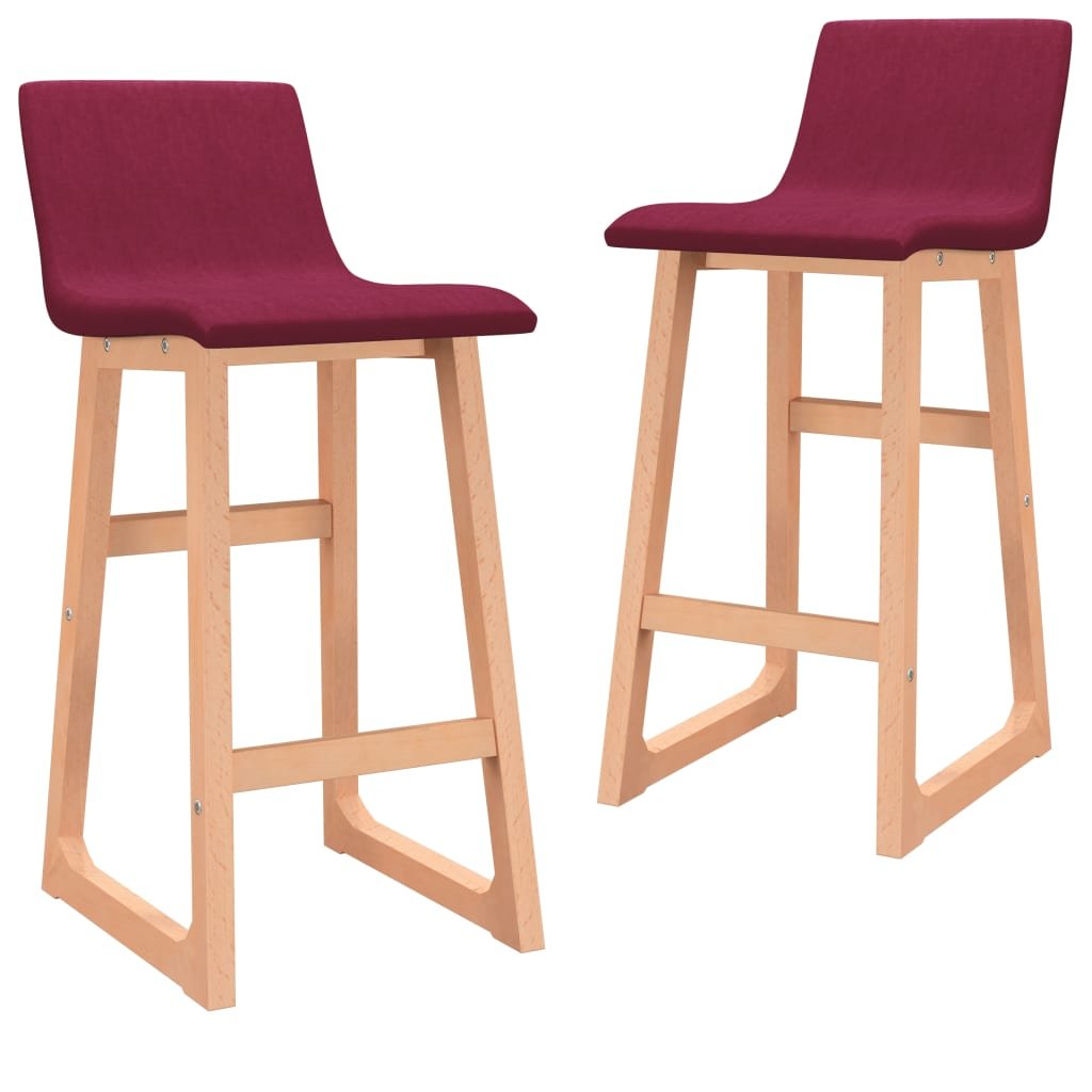 vidaXL Krzesła barowe, 2 szt., czerwone wino, tapicerowane tkaniną