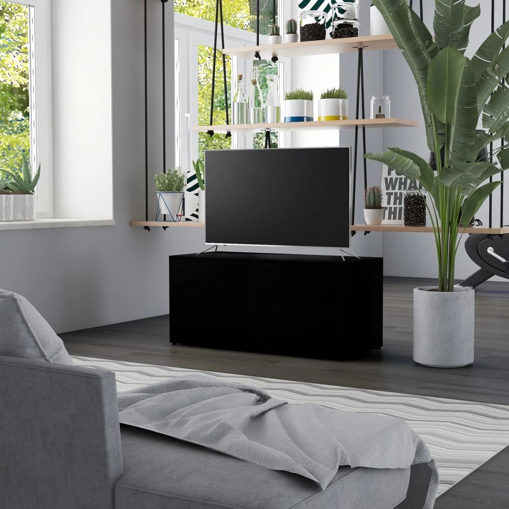 vidaXL Szafka pod TV, czarna, 80x34x36 cm, płyta wiórowa