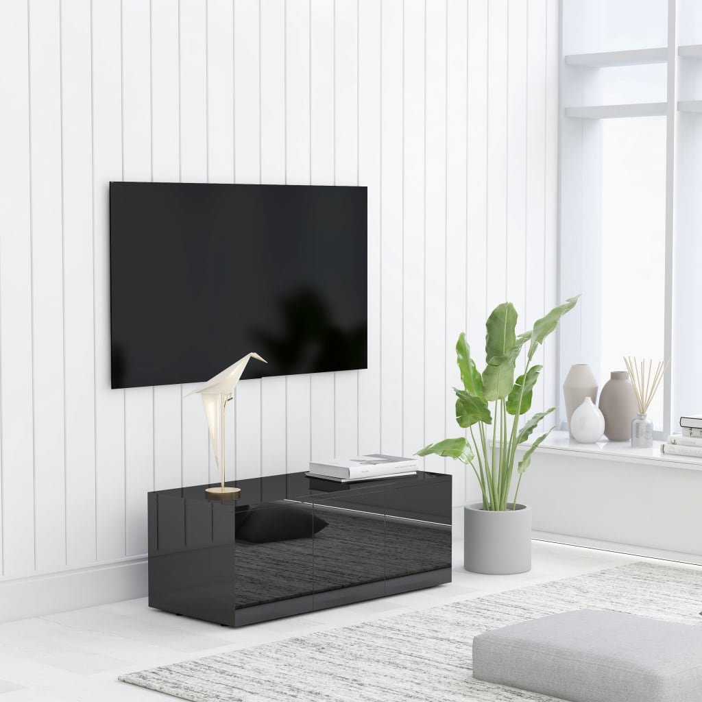 vidaXL Szafka pod TV, czarna na wysoki połysk, 80x34x30 cm