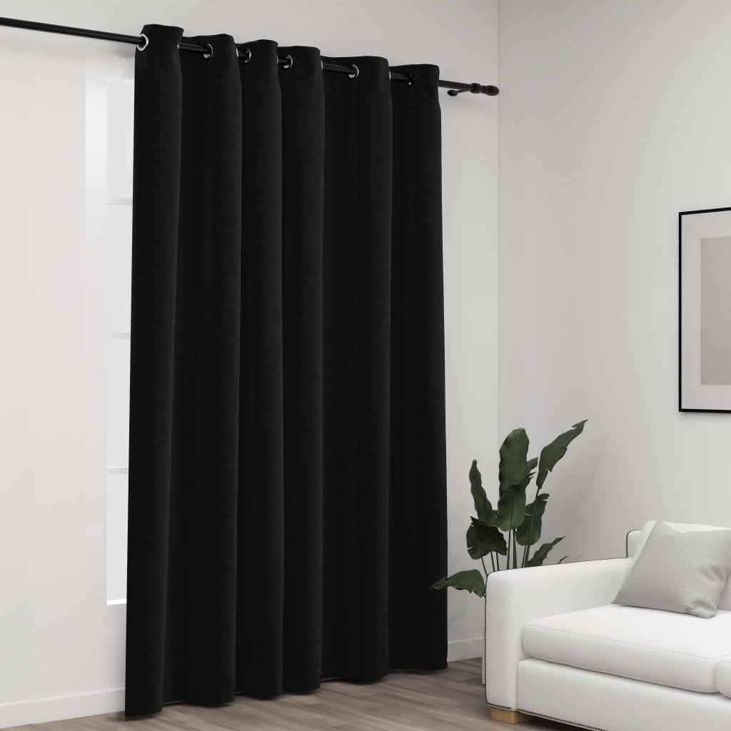 vidaXL Zasłony stylizowane na lniane, przelotki, antracyt, 290x245 cm