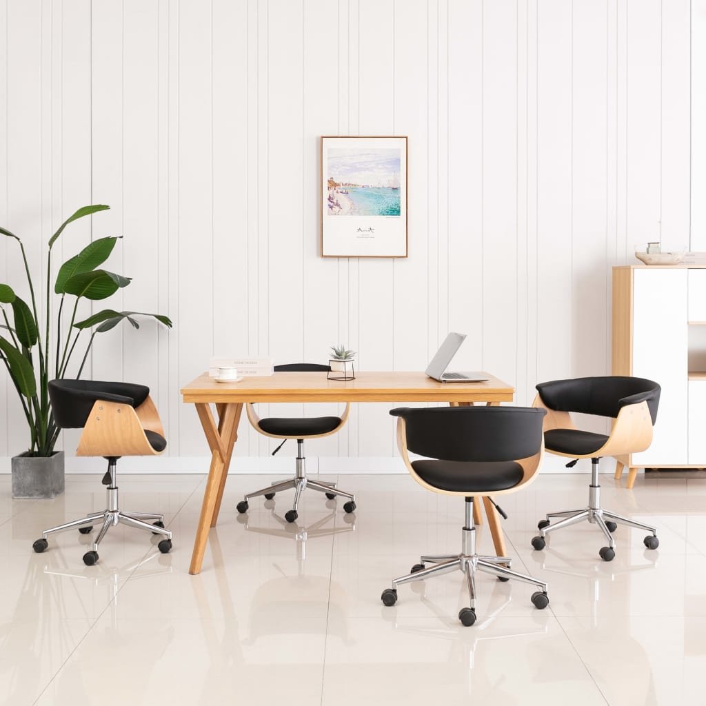 vidaXL Obrotowe krzesła stołowe, 4 szt., czarne, sztuczna skóra 3054882