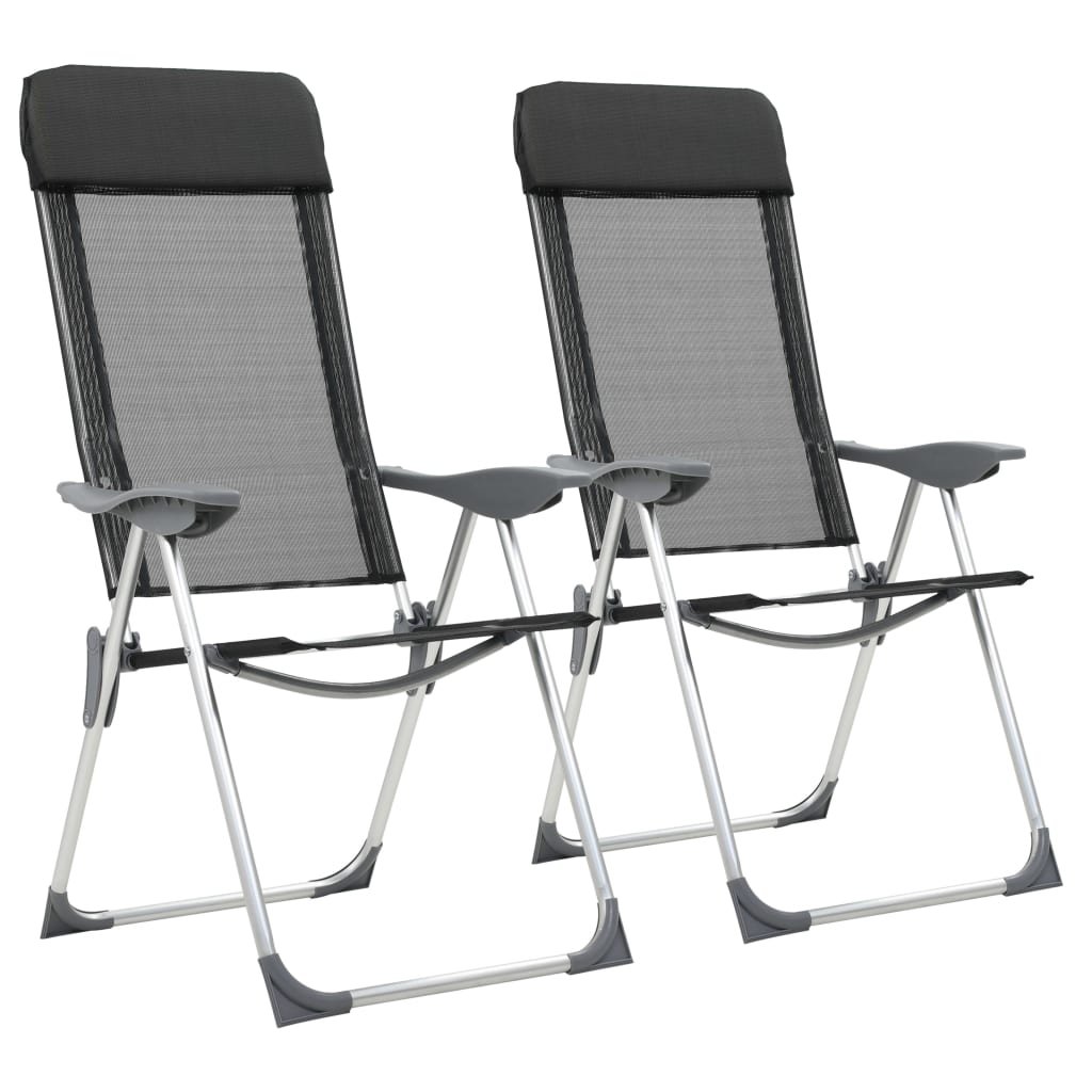 vidaXL vidaXL Składane krzesła turystyczne 2 szt. czarne aluminiowe 44305 44305