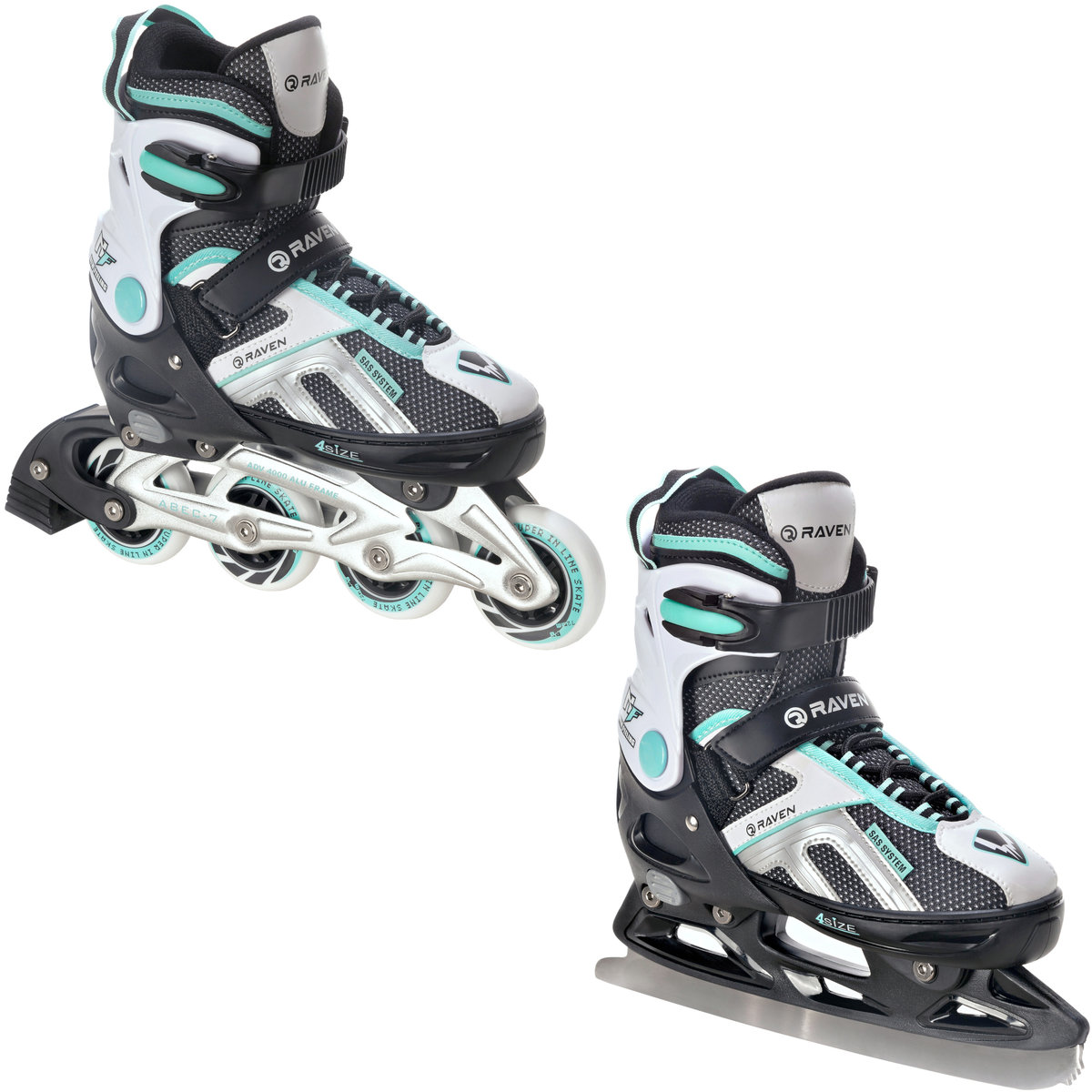 Rolki Łyżwy 2w1 Raven Pulse Black/Mint 37-40