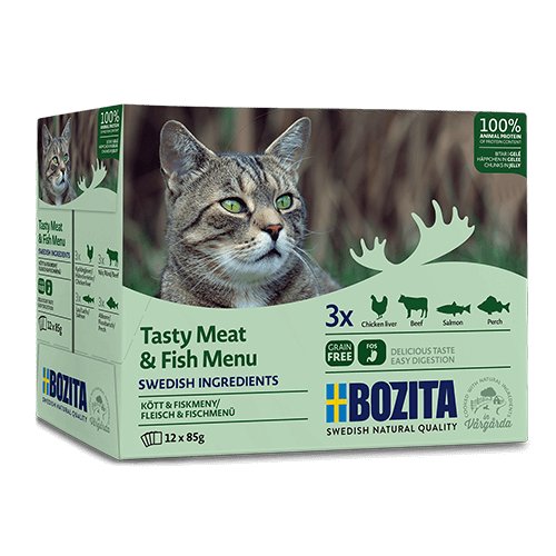 Bozita Cat Multibox mięsne i rybne kawałki w galaretce 12x85g