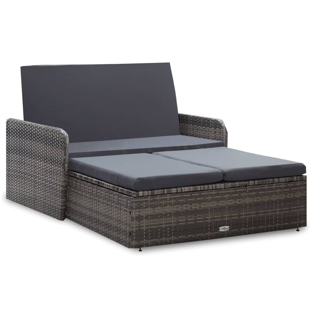 vidaXL 2 częściowy zestaw wypoczynkowy do ogrodu poduszki rattan PE szary 46080 46080