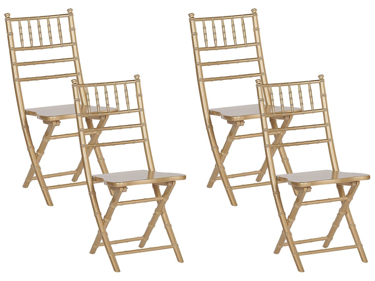 Beliani Zestaw 4 krzeseł drewniany złoty MACHIAS