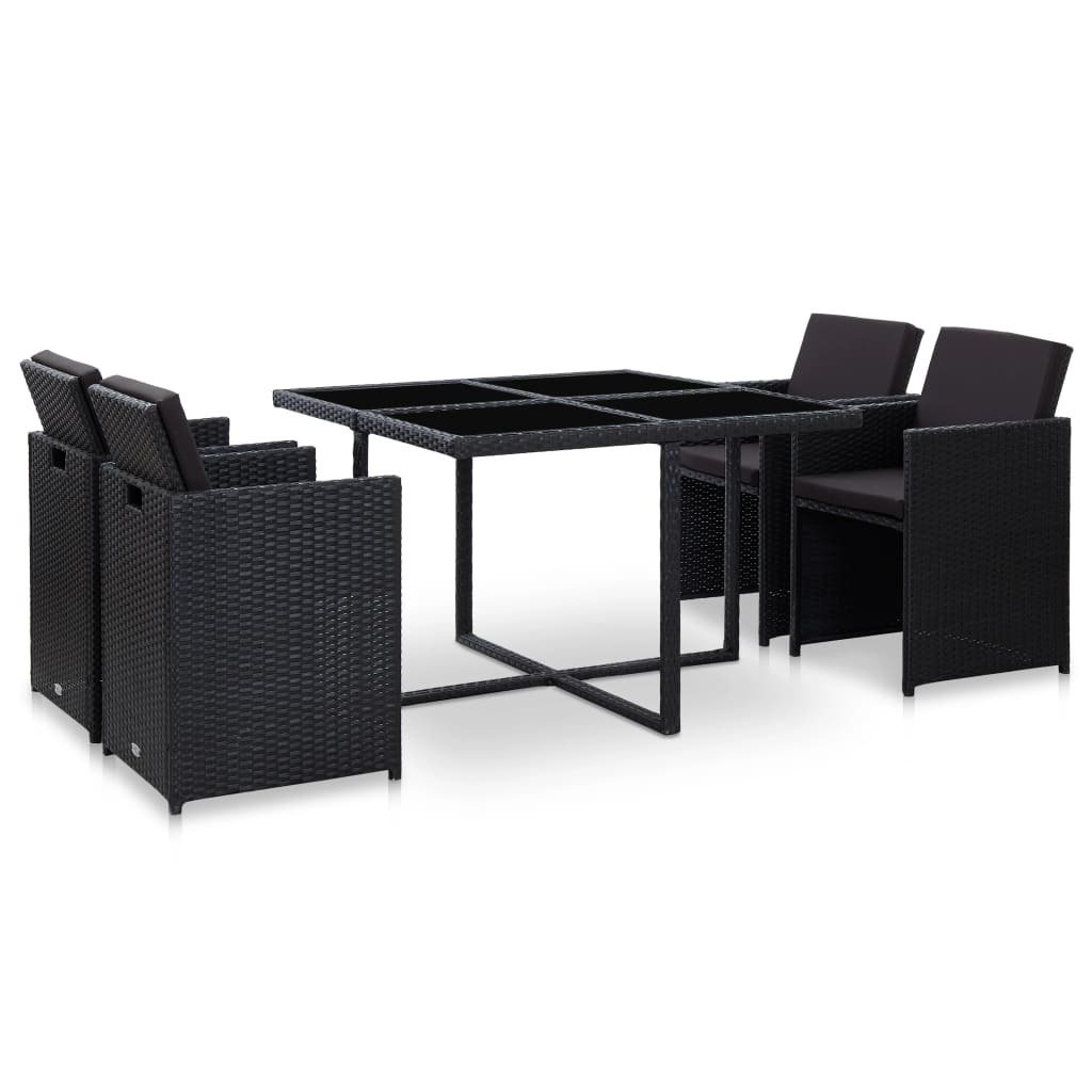 vidaXL 5 częściowy zestaw mebli ogrodowych z poduszkami rattan PE czarny 46384 46384