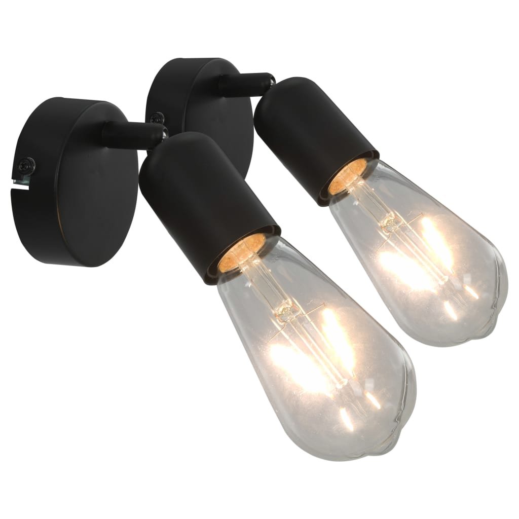 vidaXL Lampy, 2 szt., żarówki żarnikowe, 2 W, czarne, E27