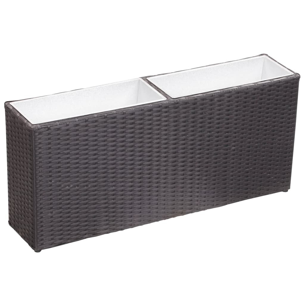 vidaXL Donica ogrodowa z 2 wkładami, 90x20x40 cm, polirattan, czarna