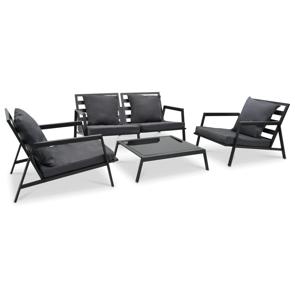 vidaXL 4-cz zestaw mebli do ogrodu poduszki aluminium ciemnoszary 47818