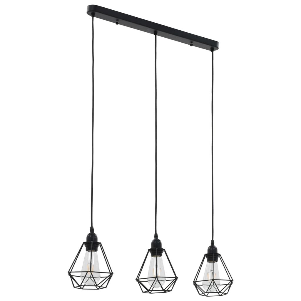 vidaXL Lampa sufitowa, diamentowe klosze, czarna, 3 żarówki E27