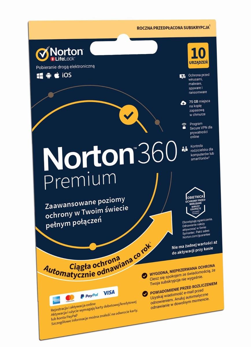 Norton 360 Premium 75GB - 10 urządzeń, 12 miesięcy