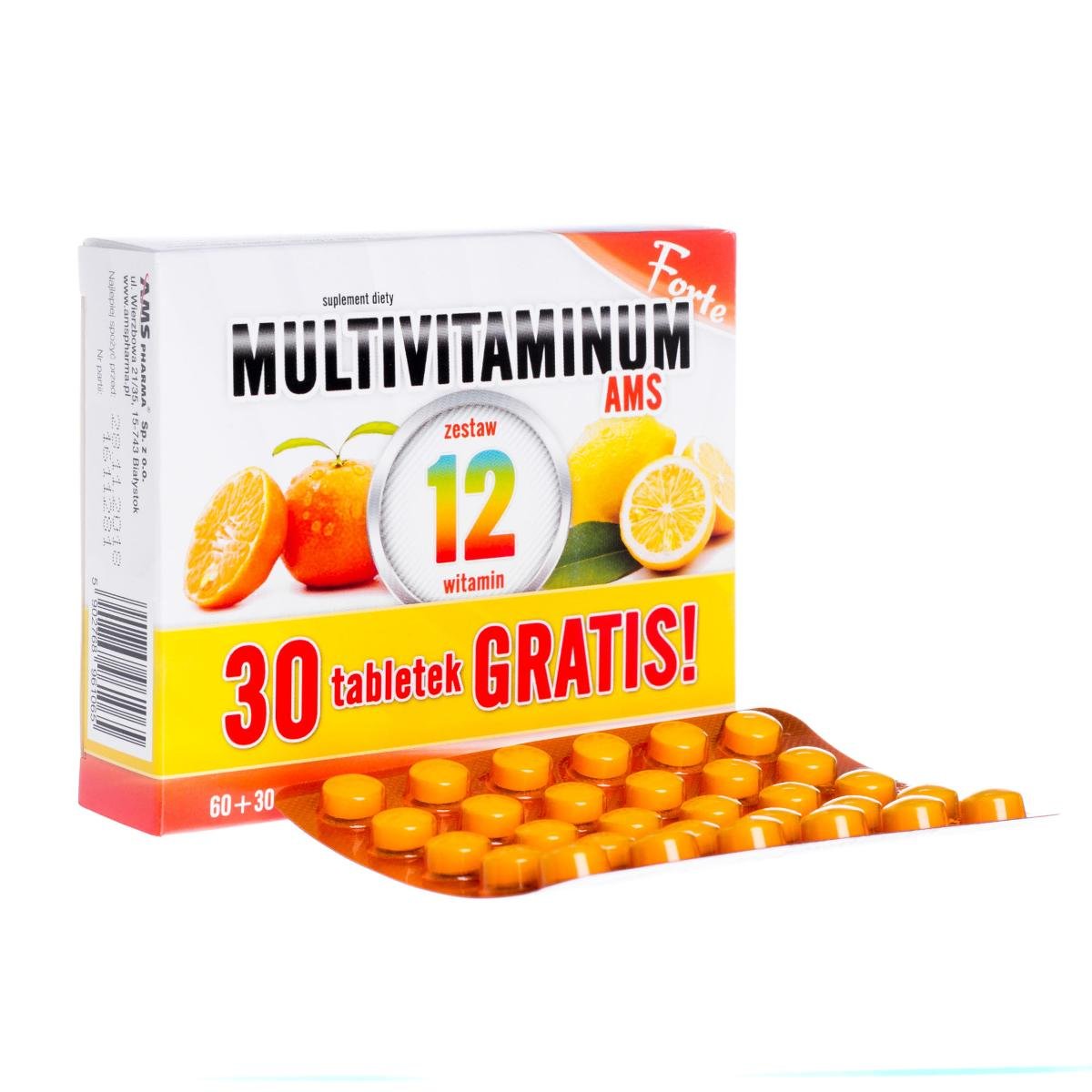 AMS PHARMA Multivitaminum AMS Forte x 60 tabl + 30 tabl GRATIS !