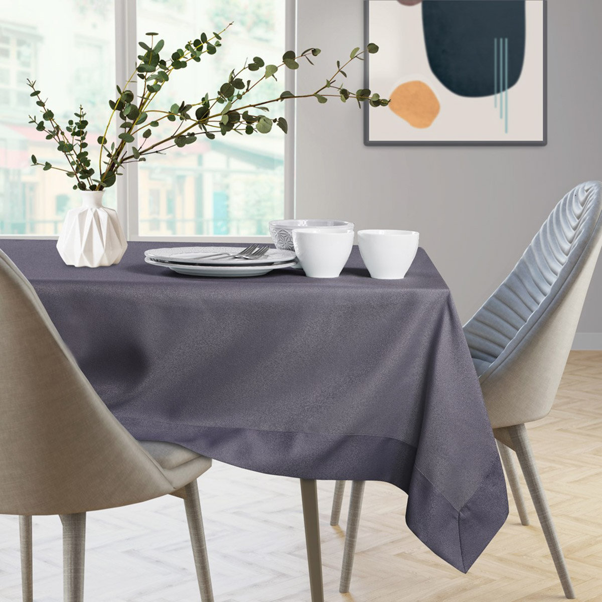 Obrus Empire Fioletowy Gładki Klasyczny 130x130 AmeliaHome - TCLOTH/AH/EMPIRE/BRD/LAVENDER/130X130