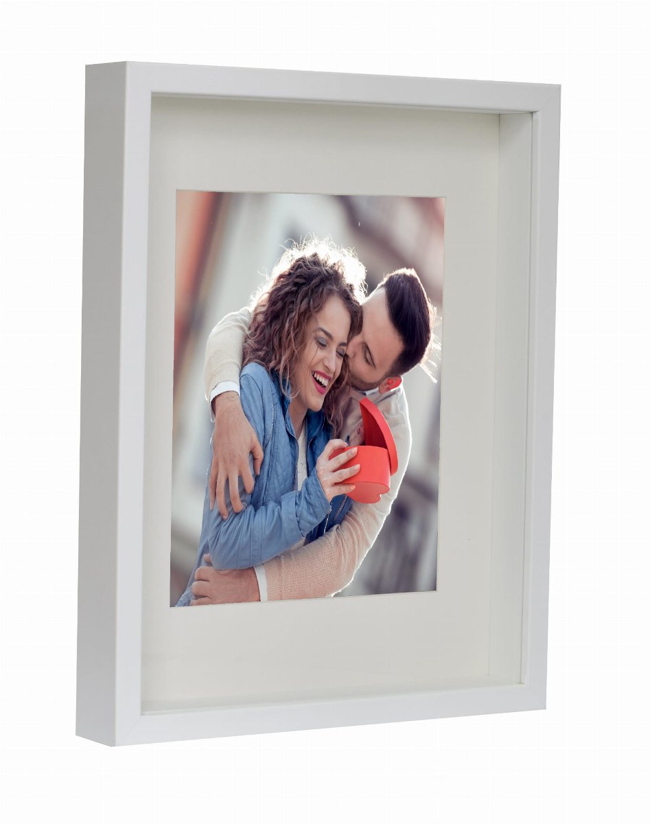 Ramka na zdjęcie 3D głęboka shadow box 28x35cm biała z passepartout