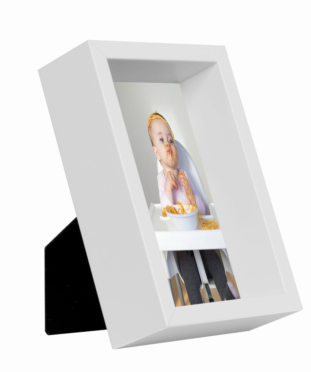 Ramka na zdjęcie box głęboka 10x15 cm  stojąca i wisząca biała BD art