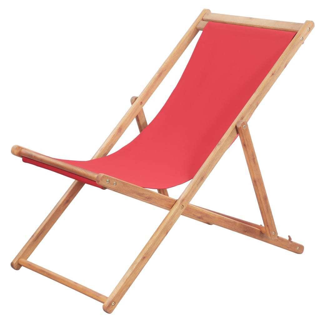 vidaXL Składany leżak plażowy, tkanina, czerwony