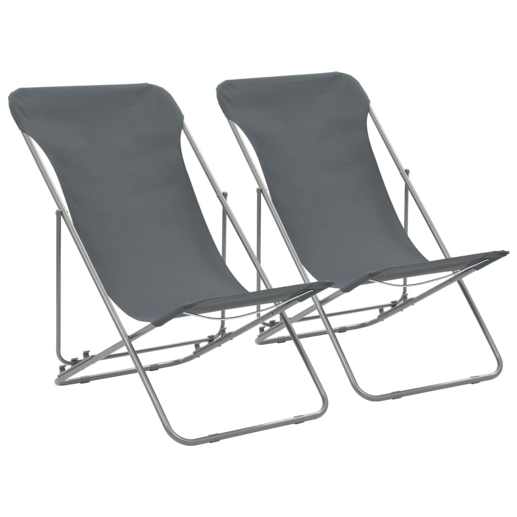 vidaXL Składane krzesła plażowe, 2 szt., stal i tkanina Oxford, szare