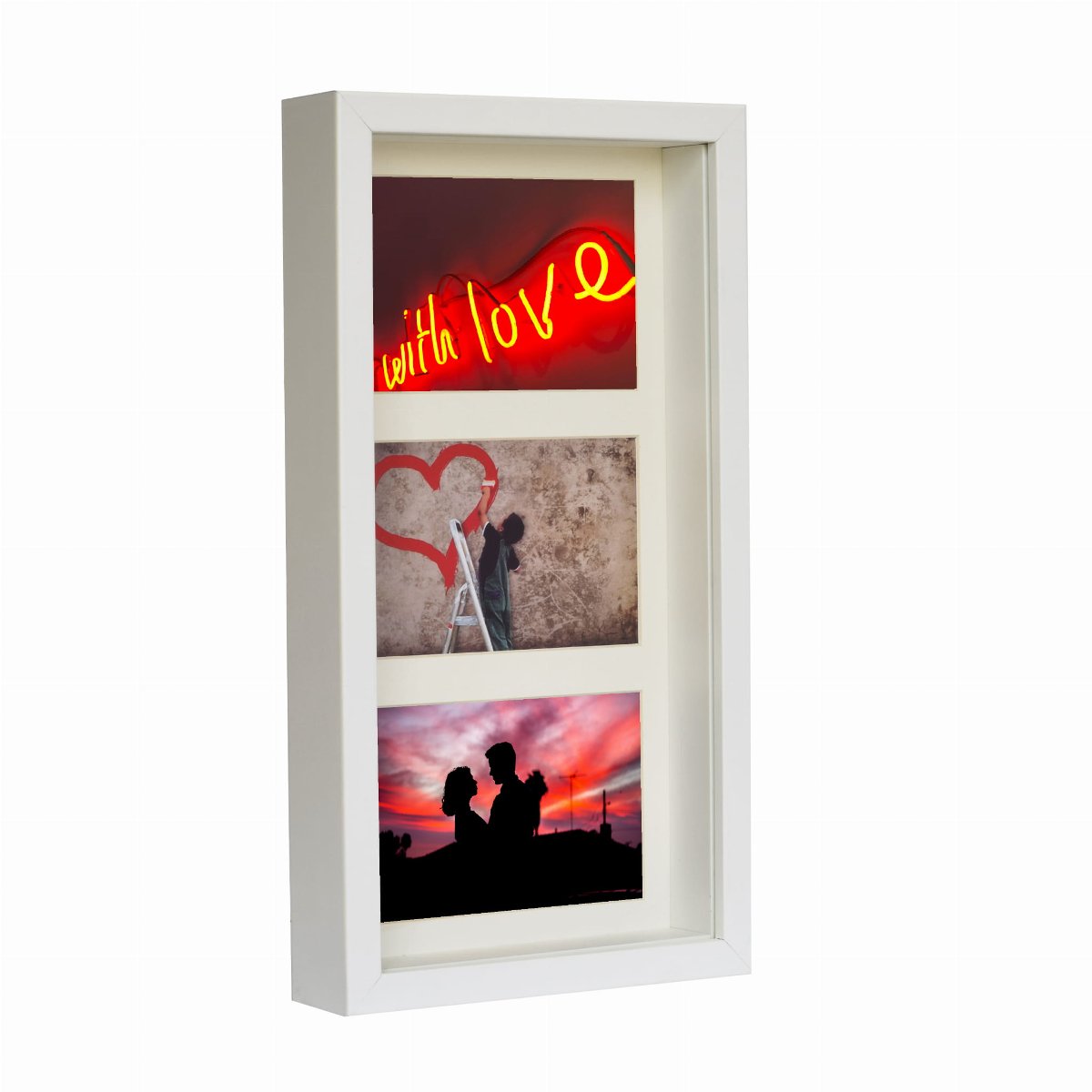 Ramka na 3 zdjęcia galeria 3D głęboka shadow box 18x35cm biała