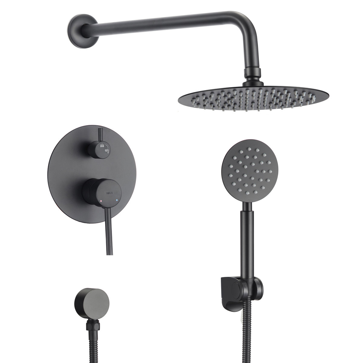 Yoka Zestaw prysznicowy podtynkowy czarny z deszczownicą 30 cm - Yoka BP.STUDIO 30 BLK