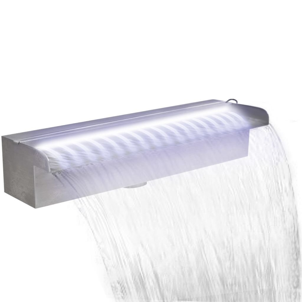 vidaXL vidaXL Fontanna / Wodospad do basenu, LED, stal nierdzewna, prostokątny 45 cm