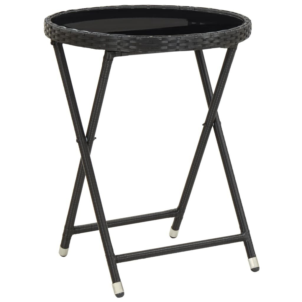 vidaXL Stolik herbaciany, czarny, 60 cm, szkło hartowane