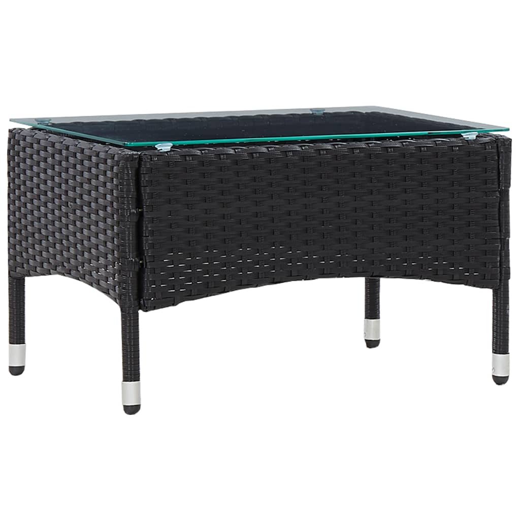 vidaXL Stolik kawowy, czarny, 60x40x36 cm, rattan PE