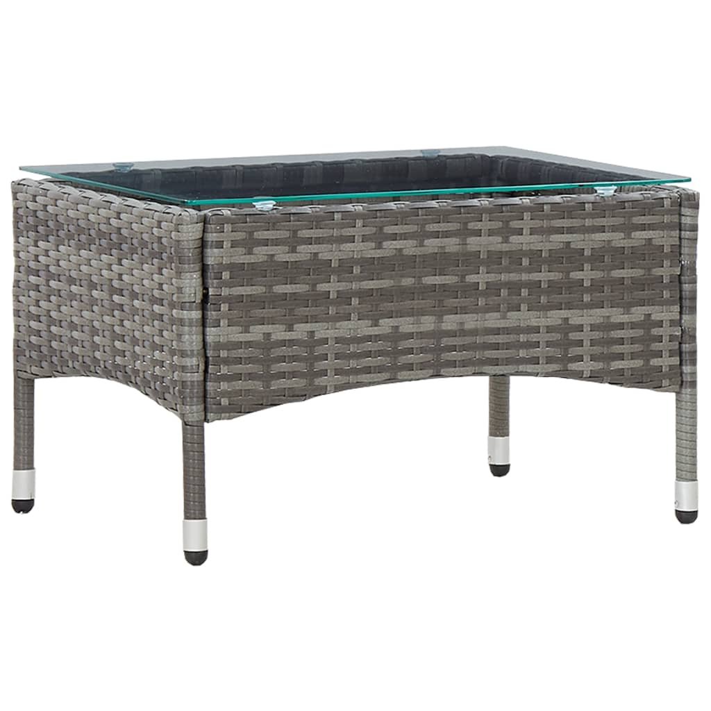vidaXL Stolik kawowy, szary, 60x40x36 cm, rattan PE