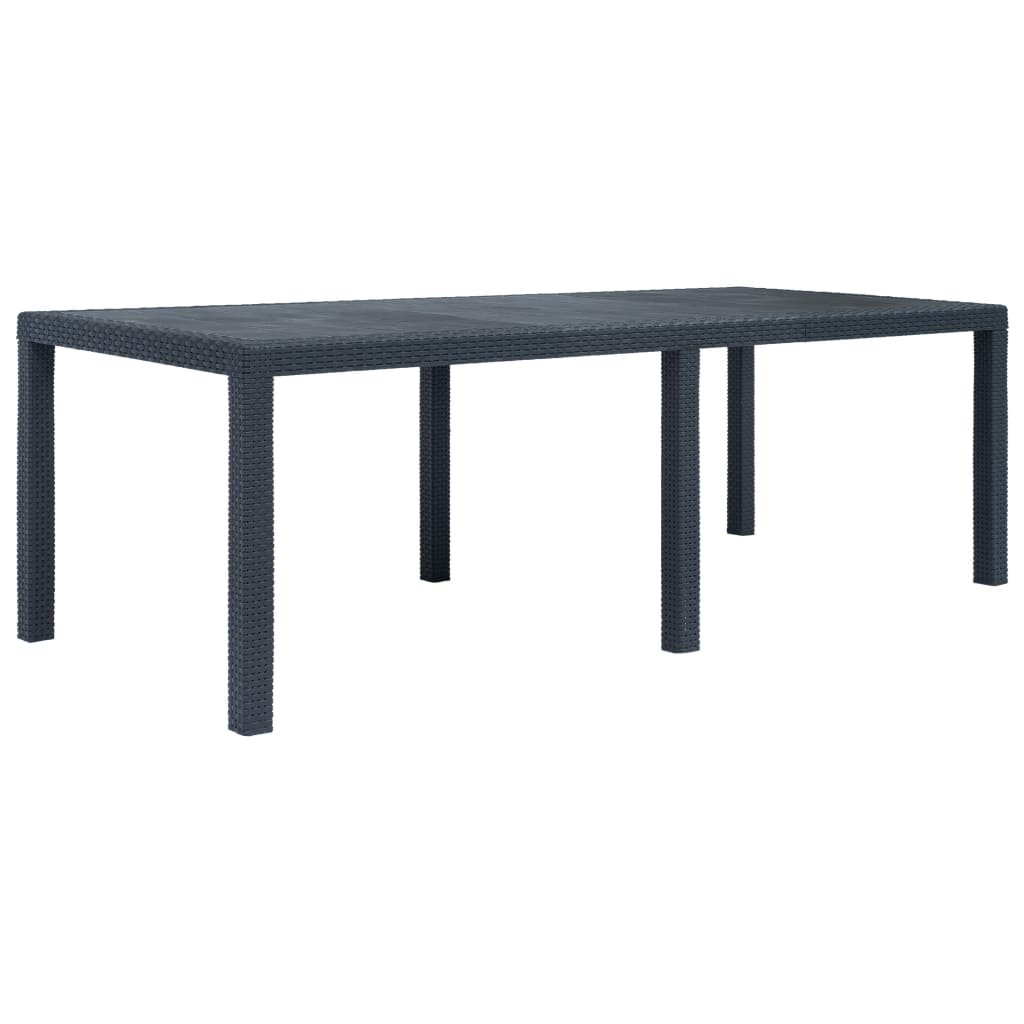 vidaXL Stół ogrodowy, 220x90x72 cm, plastikowy, antracytowy