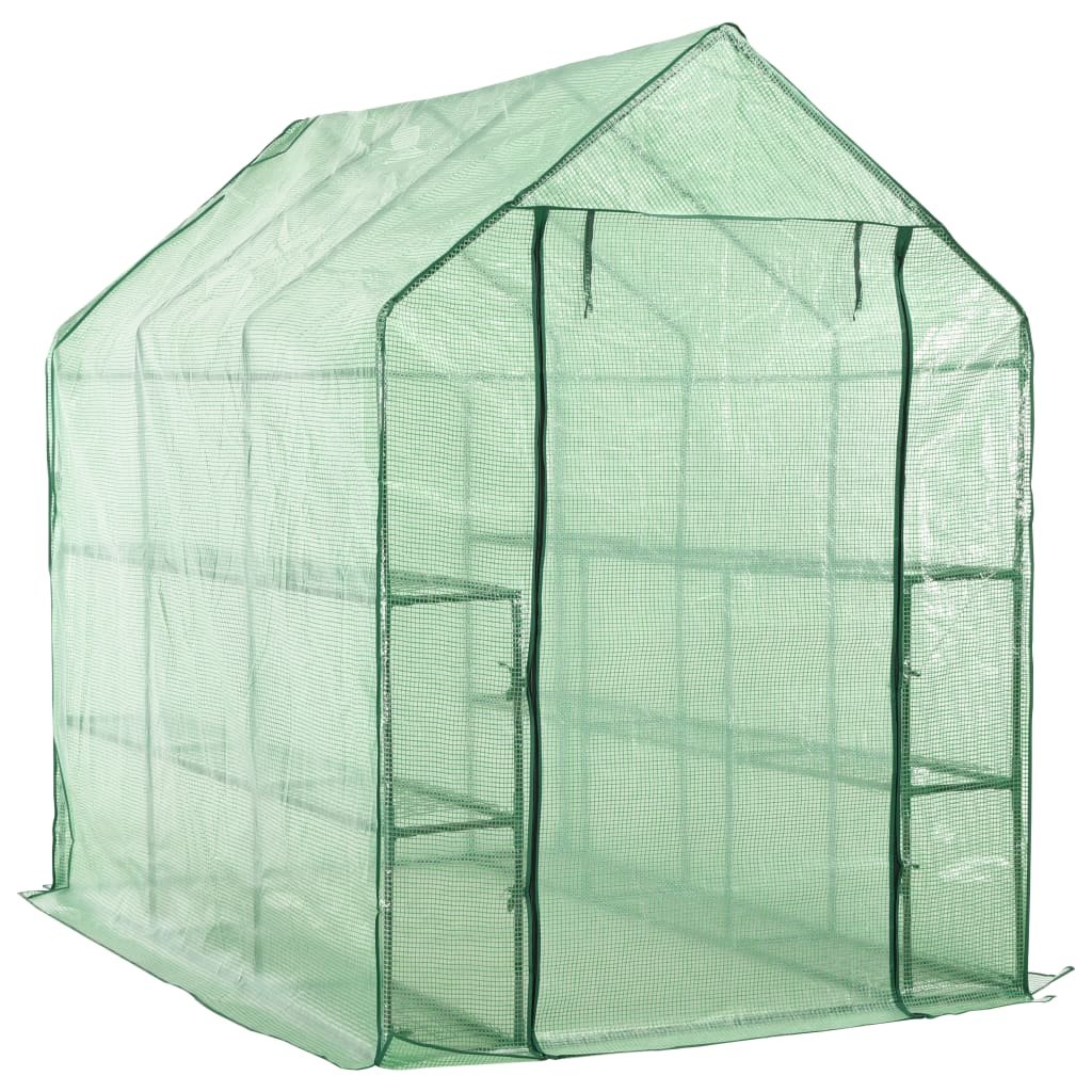vidaXL Szklarnia ogrodowa z 12 półkami, stal, 143x214x196 cm
