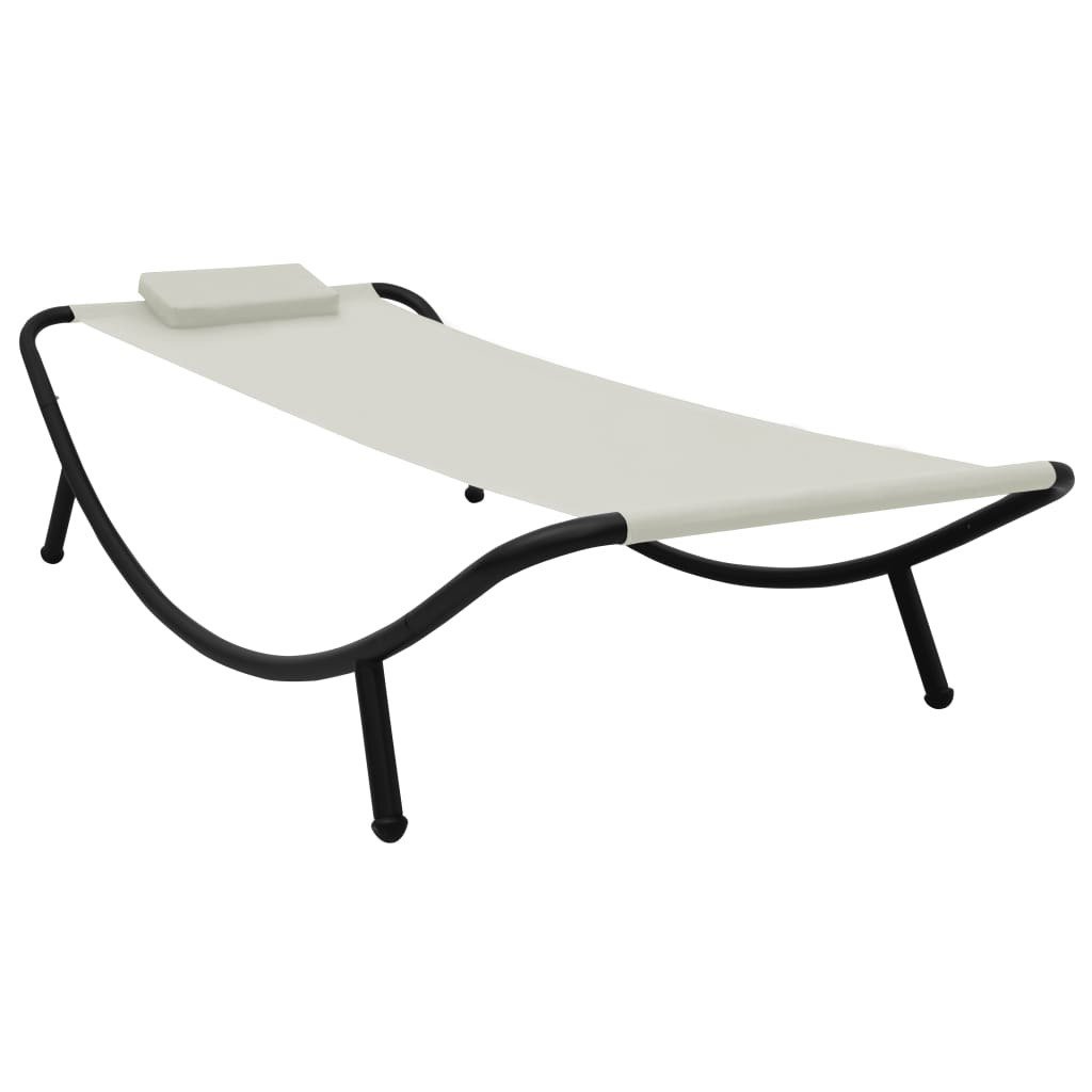 vidaXL Leżanka ogrodowa, kremowa, 200 x 90 cm, stal vidaXL