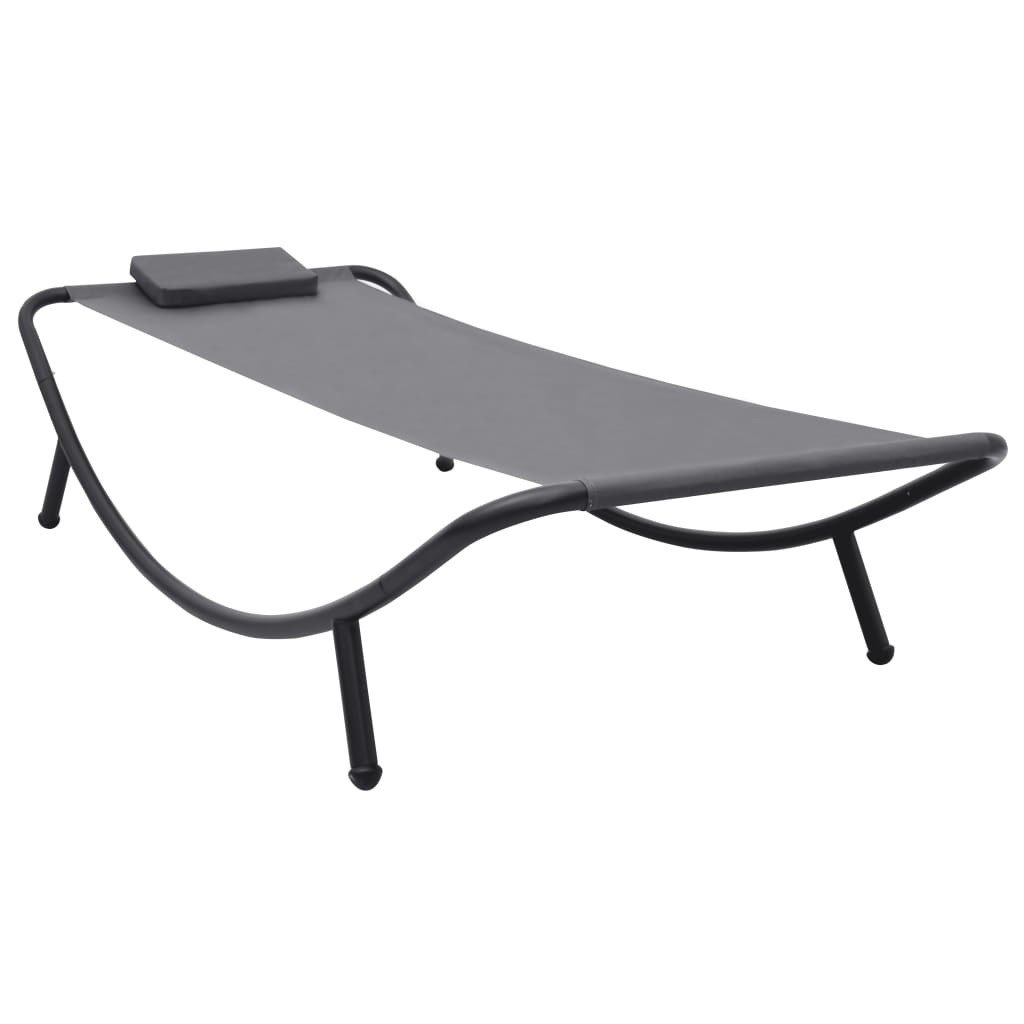 vidaXL Leżanka ogrodowa, szara, 200 x 90 cm, stal vidaXL