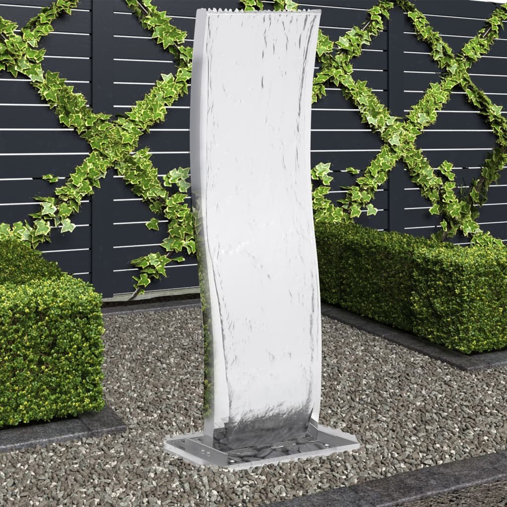 vidaXL Fontanna ogrodowa z pompą, stal nierdzewna, 130 cm, wygięta