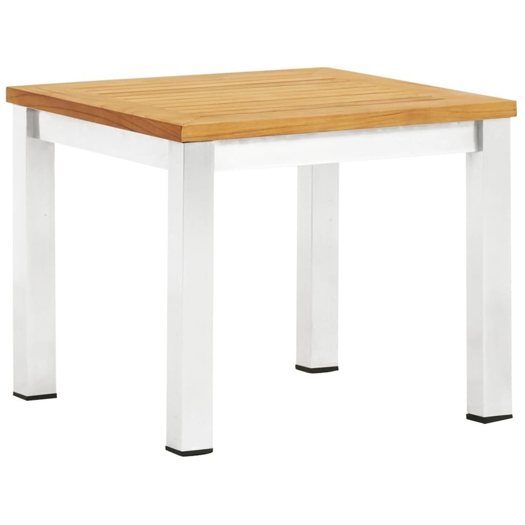vidaXL Stolik ogrodowy, 45x45x38 cm, drewno tekowe i stal nierdzewna
