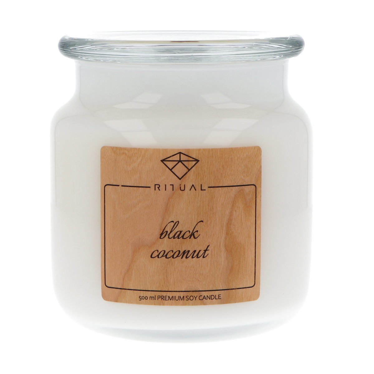 Zapachowa świeca sojowa Moma Fragrances, 500 ml o zapachu Black Cocnut
