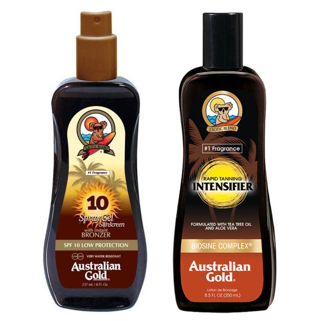 Australian Gold Australian Gold SPF 10 Spray Gel Bronzer and Rapid Tanning Intensifier Lotion | Zestaw do opalania spray do opalania z bronzerem 237ml + mleczko przyspieszające opalanie 250ml