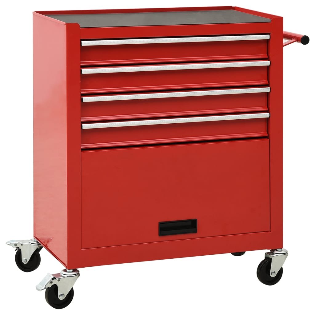Wózek narzędziowy z 4 szufladami VIDAXL, czerwony, 62x33x76 cm