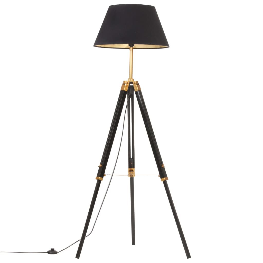 VidaXL Lampa podłogowa na trójnogu, czarno-złota, drewno, 141 cm 288076