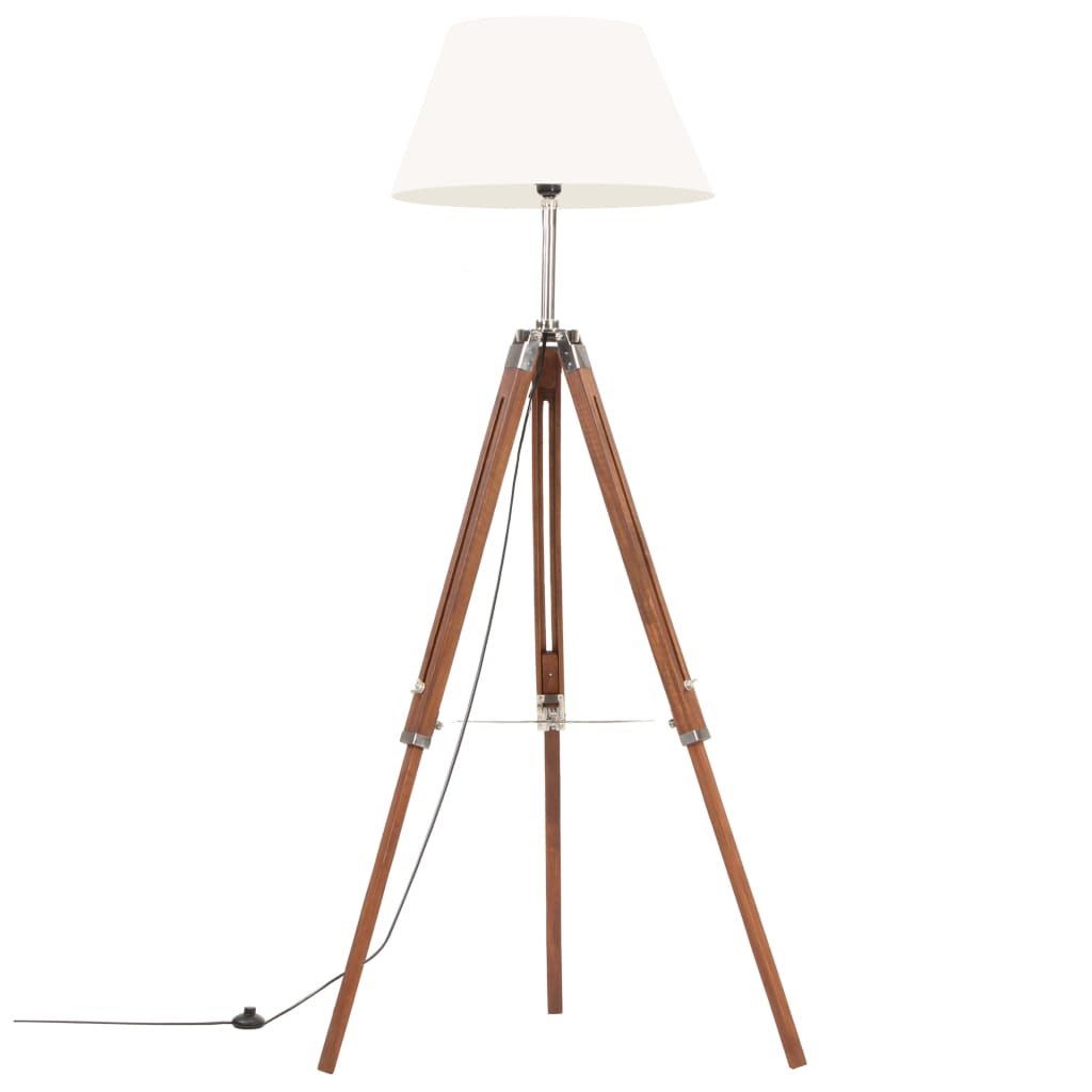 VidaXL Lampa podłogowa na trójnogu, brązowo-biała, tek, 141 cm 288077