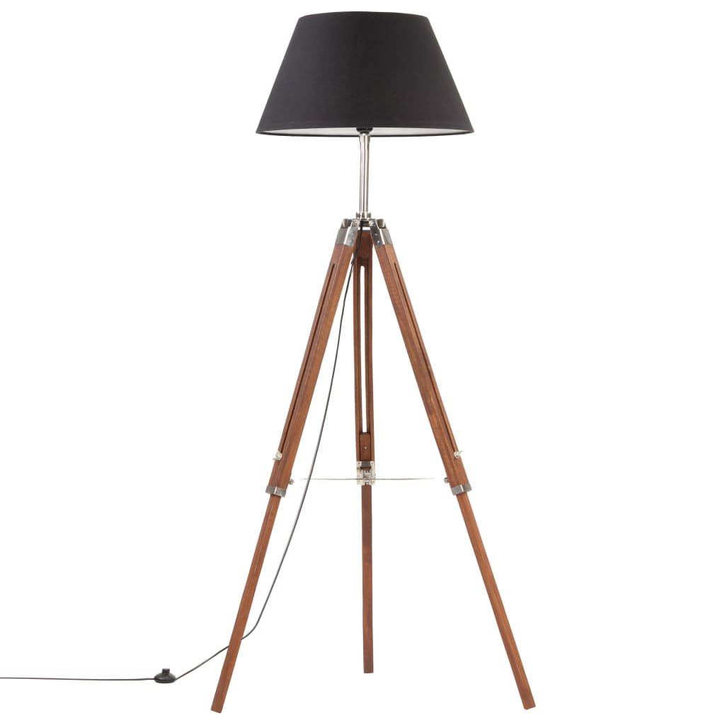VidaXL Lampa podłogowa na trójnogu, brązowo-czarna, tek, 141 cm 288079