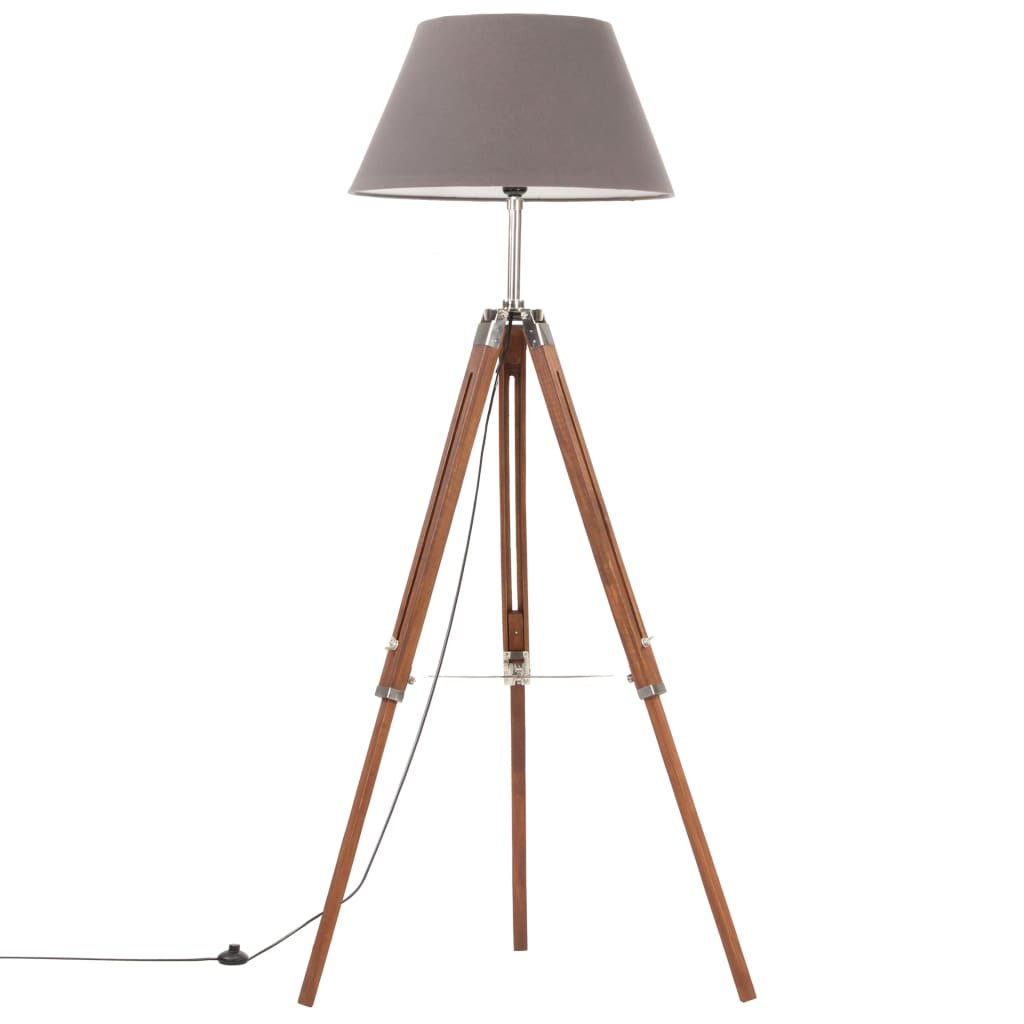 VidaXL Lampa podłogowa na trójnogu, brązowo-szara, tek, 141 cm 288078