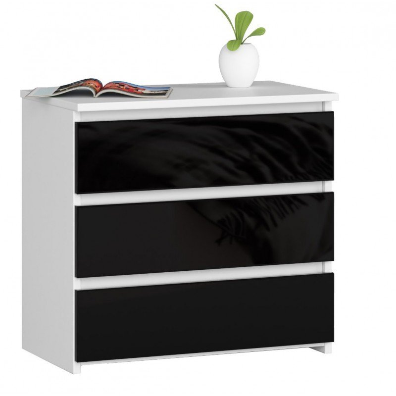 SZAFKA NOCNA CL3 60 cm BIAŁA / CZARNY POŁYSK