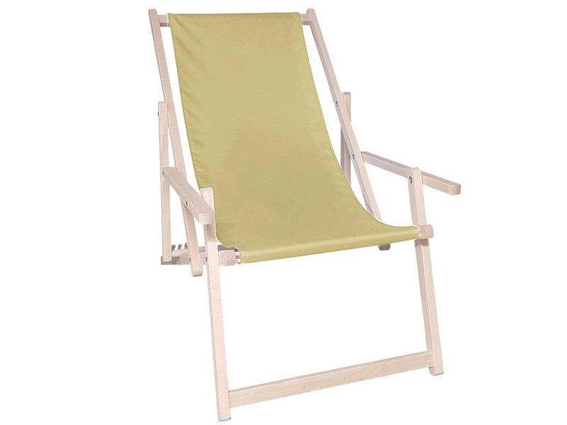 Drewniany leżak z podłokietnikiem, cappuccino Swing Sunbed Plus