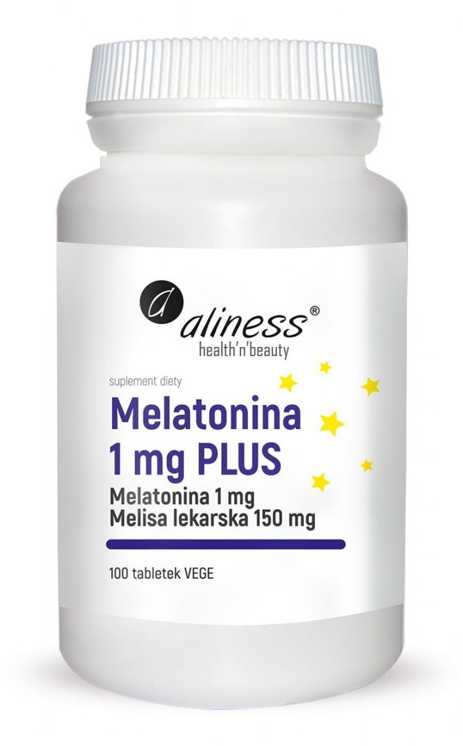 ALINESS ALINESS Melatonina 1mg PLUS (Wspomaga zasypianie i jakość snu) 100 Tabletek wegetariańskich