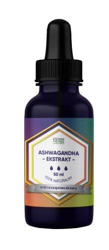 Organis Ashwagandha, ekstrakt mikrocząsteczkowy, 50 ml, krople, Izen Herbs Organis